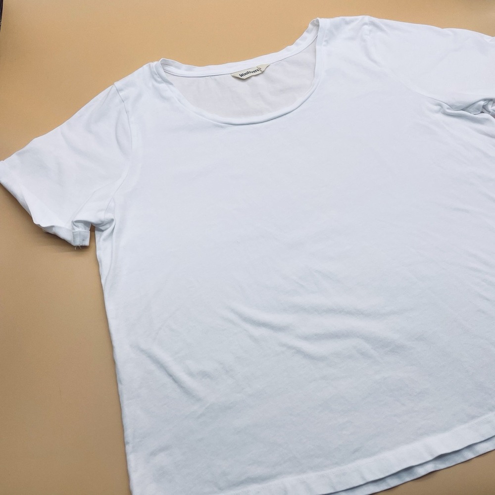 Woolovers Women's T-Shirt size Large White‎ 100% Cotton Basic